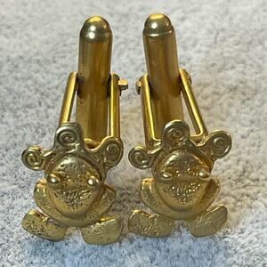 Vintage gold plated cufflinks tribal frog for French cuffs